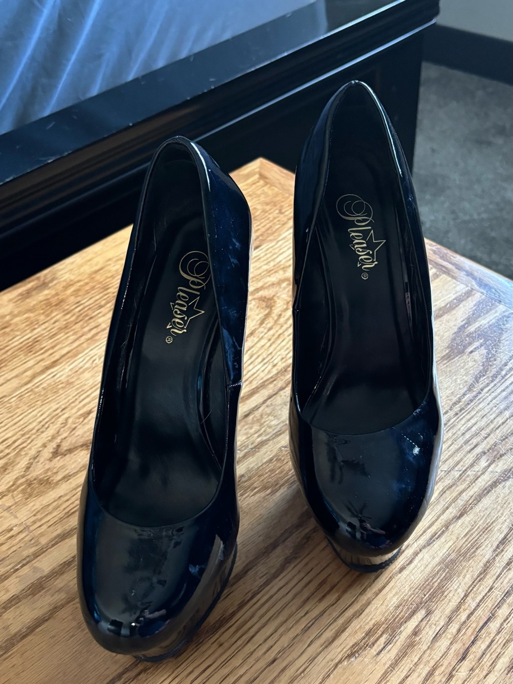 Black Patent Platform Stiletto Pumps - Picture 2 of 3
